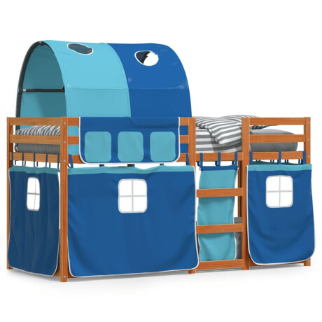 vidaXL Stapelbed met gordijnen 75x190 cm massief grenenhout blauw afbeelding2 - 1
