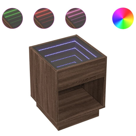 vidaXL Nachtkastje met Infinity LED 40x40x50 cm bruin eikenkleurig afbeelding2 - 1