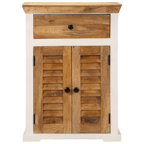 vidaXL Dressoir 55x30x73 cm massief ruw mangohout wit en bruin afbeelding2 - 1