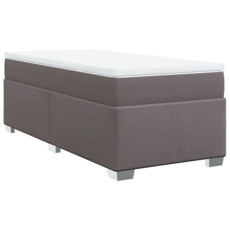 vidaXL Boxspring met matras kunstleer grijs 100x200 cm afbeelding2 - 1