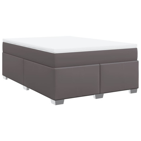 vidaXL Boxspring met matras kunstleer grijs 160x200 cm afbeelding2 - 1