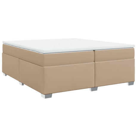 vidaXL Boxspring met matras kunstleer cappuccinokleurig 200x200 cm afbeelding2 - 1