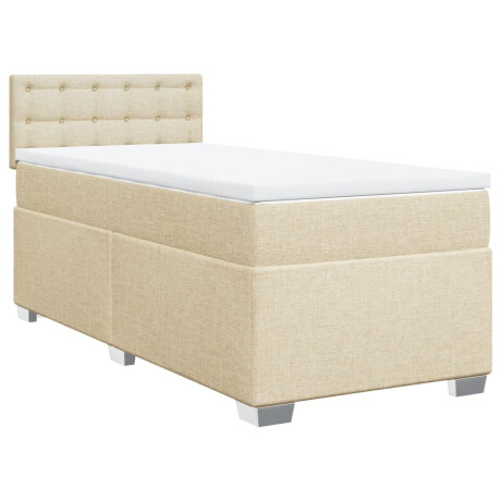 vidaXL Boxspring met matras stof crèmekleurig 100x200 cm afbeelding2 - 1
