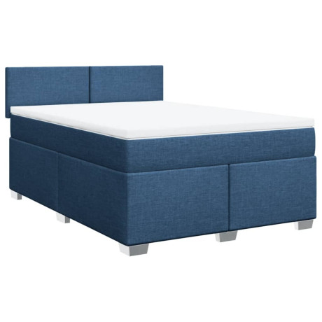 vidaXL Boxspring met matras stof blauw 140x190 cm afbeelding2 - 1