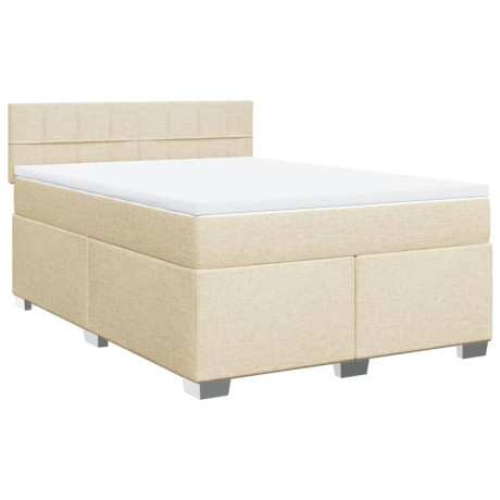 vidaXL Boxspring met matras stof crèmekleurig 140x190 cm afbeelding2 - 1