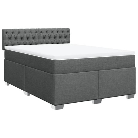 vidaXL Boxspring met matras stof donkergrijs 140x200 cm afbeelding2 - 1