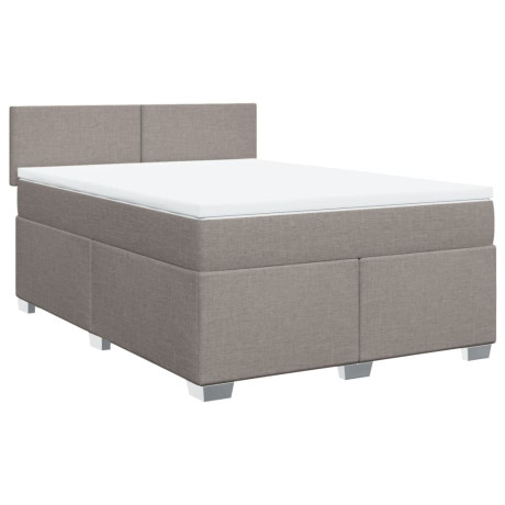 vidaXL Boxspring met matras stof taupe 160x200 cm afbeelding2 - 1