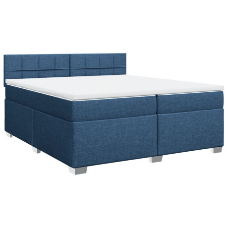 vidaXL Boxspring met matras stof blauw 200x200 cm afbeelding2 - 1