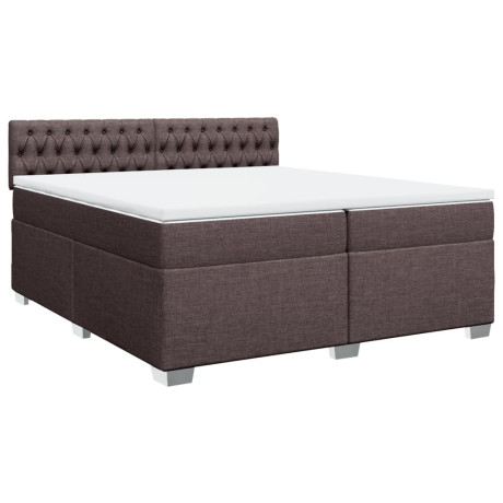 vidaXL Boxspring met matras stof donkerbruin 200x200 cm afbeelding2 - 1