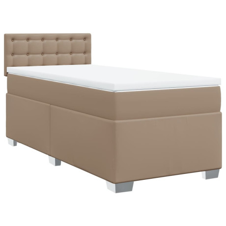 vidaXL Boxspring met matras kunstleer cappuccinokleurig 90x190 cm afbeelding2 - 1