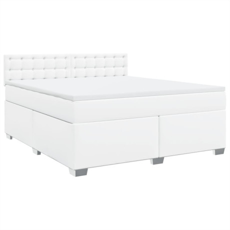 vidaXL Boxspring met matras kunstleer wit 180x200 cm afbeelding2 - 1