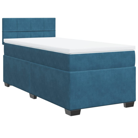 vidaXL Boxspring met matras fluweel donkerblauw 90x190 cm afbeelding2 - 1