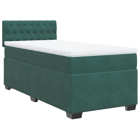 vidaXL Boxspring met matras fluweel donkergroen 100x200 cm afbeelding2 - 1