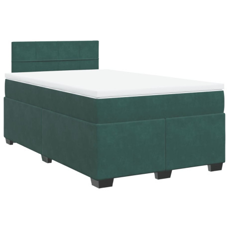 vidaXL Boxspring met matras fluweel donkergroen 120x200 cm afbeelding2 - 1