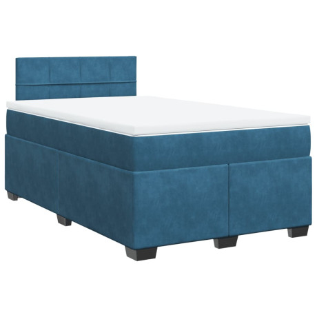vidaXL Boxspring met matras fluweel donkerblauw 120x200 cm afbeelding2 - 1