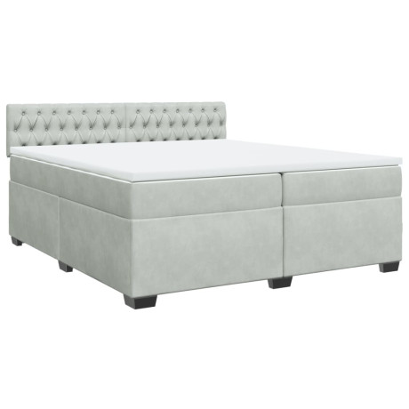 vidaXL Boxspring met matras fluweel lichtgrijs 200x200 cm afbeelding2 - 1