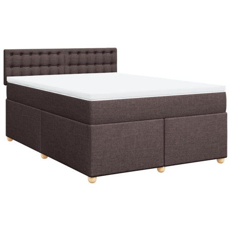 vidaXL Boxspring met matras stof donkerbruin 160x200 cm afbeelding2 - 1