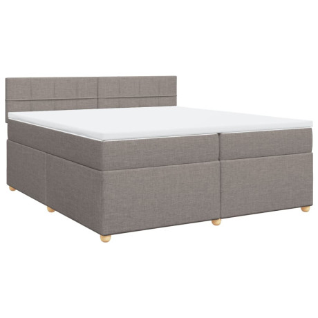 vidaXL Boxspring met matras stof taupe 200x200 cm afbeelding2 - 1