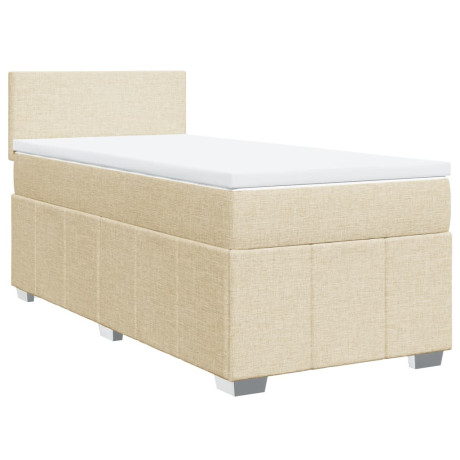vidaXL Boxspring met matras stof crèmekleurig 100x200 cm afbeelding2 - 1