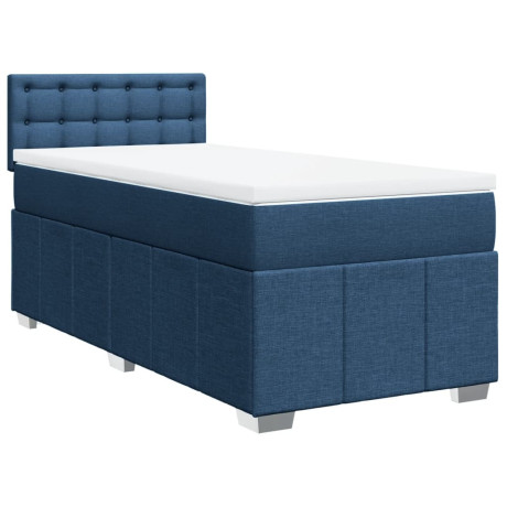 vidaXL Boxspring met matras stof blauw 100x200 cm afbeelding2 - 1