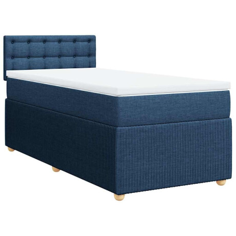 vidaXL Boxspring met matras stof blauw 100x200 cm afbeelding2 - 1