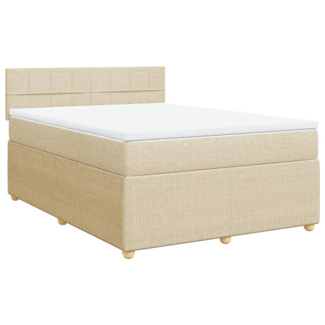 vidaXL Boxspring met matras stof crèmekleurig 140x190 cm afbeelding2 - 1