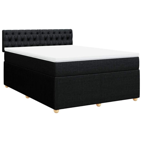 vidaXL Boxspring met matras stof zwart 140x190 cm afbeelding2 - 1