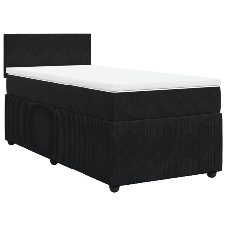 vidaXL Boxspring met matras fluweel zwart 80x200 cm afbeelding2 - 1