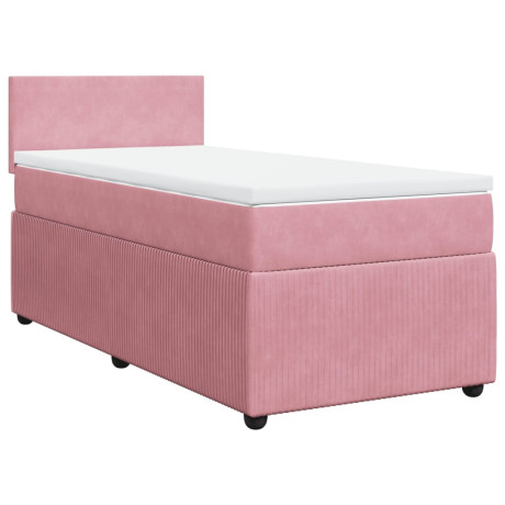 vidaXL Boxspring met matras fluweel roze 90x200 cm afbeelding2 - 1