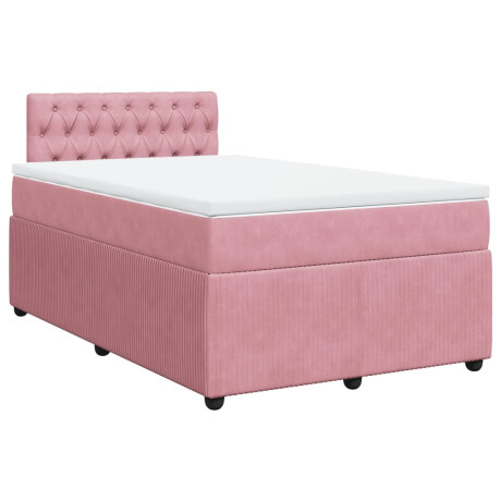 vidaXL Boxspring met matras fluweel roze 120x200 cm afbeelding2 - 1