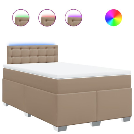 vidaXL Boxspring met matras kunstleer cappuccinokleurig 120x200 cm afbeelding2 - 1
