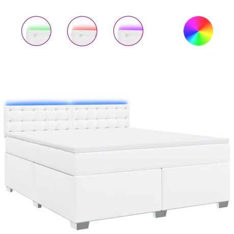 vidaXL Boxspring met matras kunstleer wit 180x200 cm afbeelding2 - 1