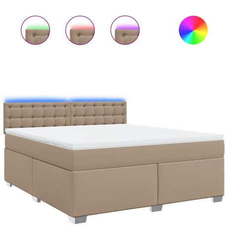 vidaXL Boxspring met matras kunstleer cappuccinokleurig 180x200 cm afbeelding2 - 1