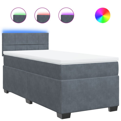 vidaXL Boxspring met matras fluweel donkergrijs 100x200 cm afbeelding2 - 1