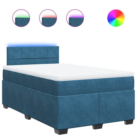 vidaXL Boxspring met matras fluweel blauw 120x200 cm afbeelding2 - 1