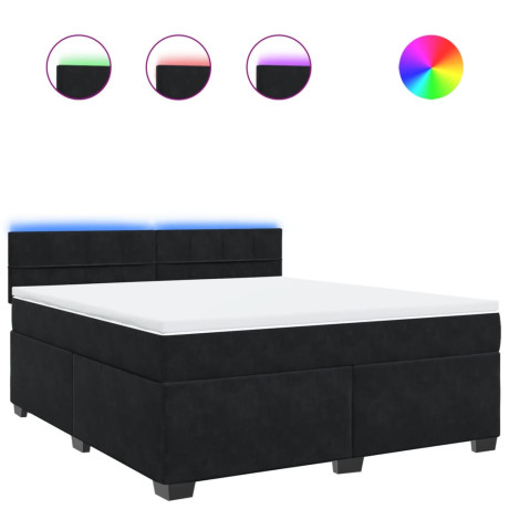 vidaXL Boxspring met matras fluweel zwart 180x200 cm afbeelding2 - 1