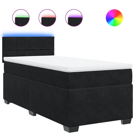 vidaXL Boxspring met matras fluweel zwart 1-persoons (alleen AU) afbeelding2 - 1
