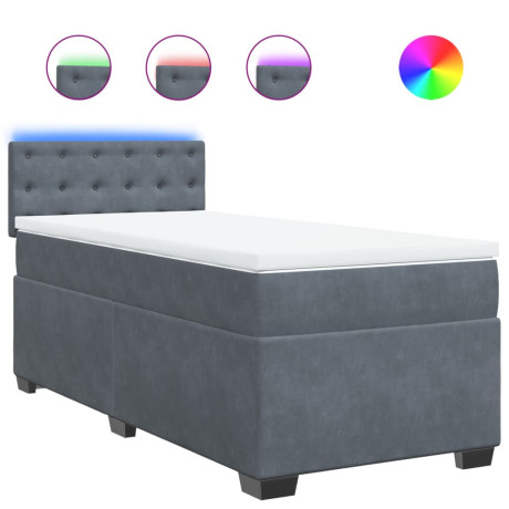 vidaXL Boxspring met matras fluweel donkergrijs 1-persoons (alleen AU) afbeelding2 - 1