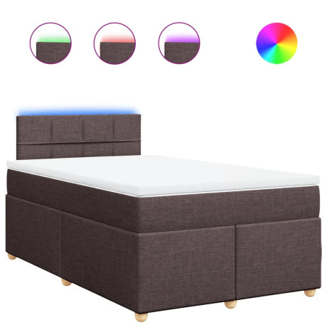 vidaXL Boxspring met matras stof donkerbruin 120x200 cm afbeelding2 - 1