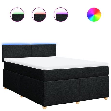 vidaXL Boxspring met matras stof zwart 140x190 cm afbeelding2 - 1
