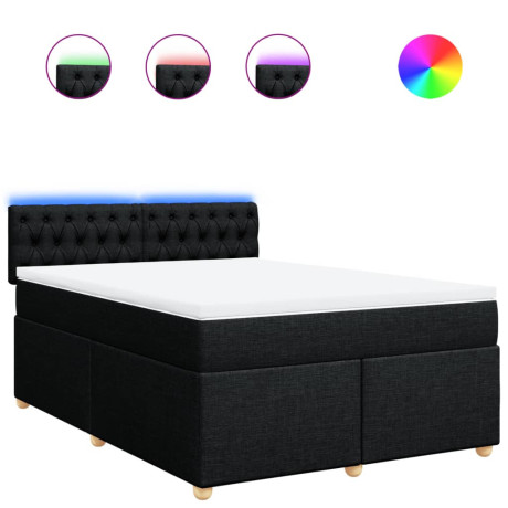vidaXL Boxspring met matras stof zwart 140x190 cm afbeelding2 - 1