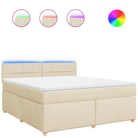 vidaXL Boxspring met matras stof crèmekleurig 180x200 cm afbeelding2 - 1