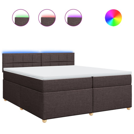 vidaXL Boxspring met matras stof donkerbruin 200x200 cm afbeelding2 - 1