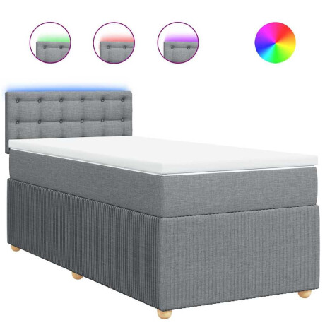 vidaXL Boxspring met matras stof lichtgrijs 90x200 cm afbeelding2 - 1