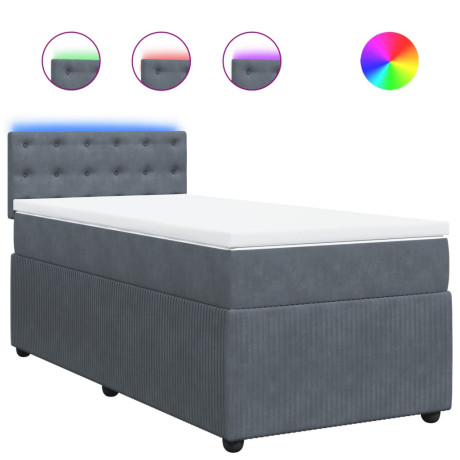 vidaXL Boxspring met matras fluweel donkergrijs 90x190 cm afbeelding2 - 1
