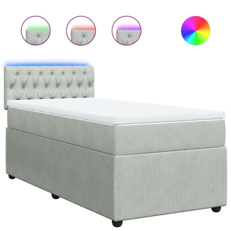 vidaXL Boxspring met matras fluweel lichtgrijs 90x190 cm afbeelding2 - 1