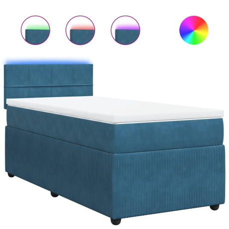 vidaXL Boxspring met matras fluweel blauw 90x190 cm afbeelding2 - 1