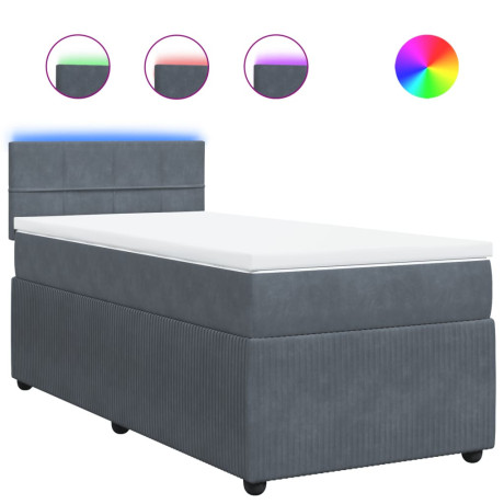vidaXL Boxspring met matras fluweel donkergrijs 90x200 cm afbeelding2 - 1