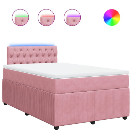 vidaXL Boxspring met matras fluweel roze 120x200 cm afbeelding2 - 1