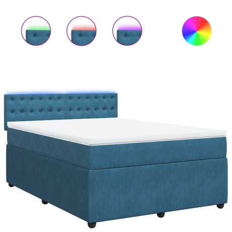 vidaXL Boxspring met matras fluweel blauw 160x200 cm afbeelding2 - 1